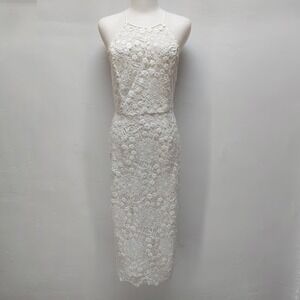 Yumi Kim She's Mine Dress Women's Small White Romantic Floral Lace Halter Midi
